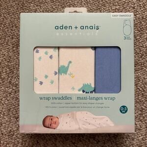 Aden + Anais wrap swaddle set new in box, blue dinosaur motif